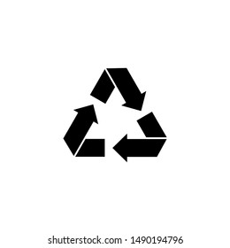 Recycled Arrows, Bio Reuse, Eco. Flat Vector Icon illustration. Simple black symbol on white background. Recycled Arrows, Bio Reuse, Eco sign design template for web and mobile UI element