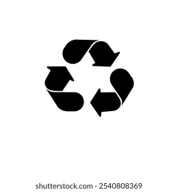 Recycled Arrows, Bio Reuse, Eco Solid Flat Vector Icon Isolated on White Background.