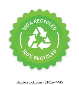 Recycled badge label vector illustration.