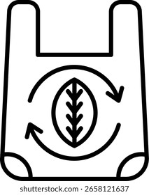 Recycelte Tasche Linie Vektor Symbol Design
