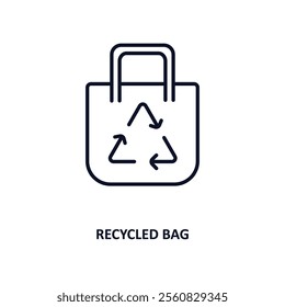 recycled bag outline icon.  Thin line icon from ecology collection. Editable vector isolated on white background