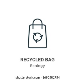 Icono vectorial de contorno de bolsa reciclada. Icono de bolsa negra de línea fina reciclada, ilustración de elemento simple vector plano del concepto de ecología editable trazo aislado sobre fondo blanco