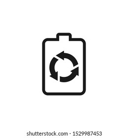 Recycled battery icon logo, simple minimalist design