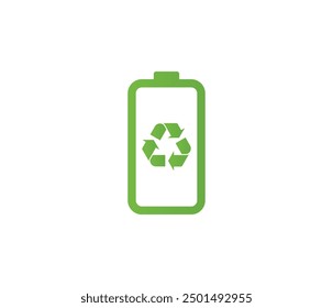 Recycled battery lithium vector icon, Recycle or rechargeable cell power icon, Environmental friendly