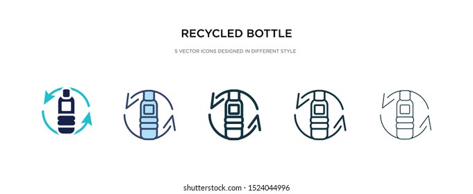 recycled bottle icon in different style vector illustration. two colored and black recycled bottle vector icons designed in filled, outline, line and stroke style can be used for web, mobile, ui