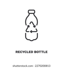 recycled bottle icon. Thin line recycled bottle, plastic icon from ecology collection. Outline vector isolated on white background. Editable recycled bottle symbol can be used web and mobile