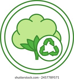 Recycled Cotton Green Icon. Vector Icon. Environmentally Friendly and Natural Quality Material. Tag, Label for Clothing