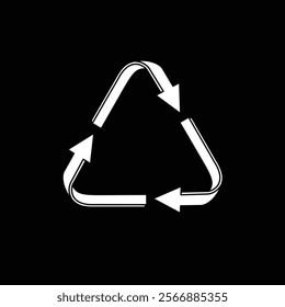 Recycled cycle arrows icon isolated on black background. Recycled eco icon. Vector illustration.