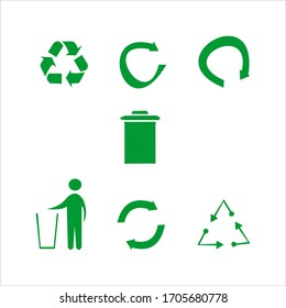 Recycled cycle arrows vector icon set illustration isolated on white background. Recycled eco vector icon.