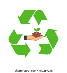 Recycled cycle arrows vector icon set illustration isolated on white background. Recycled eco vector icon.