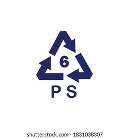 Recycled Design. Recycling Code Number Six With The Letters PS. Characteristically Stiff, Brittle, Opaque, And Difficult To Recycle. Commonly Found In Styrofoam, Polystyrene Is Not Recommended For Use