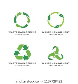 Recycled eco vector icon set. Recycle arrows ecology symbol on white background.