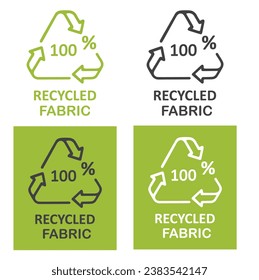Recycled fabric icons set in green filled and outlined.