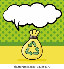 recycled garbage doodle, speech bubble