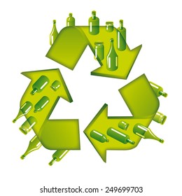 recycled icon with glass bottles on it