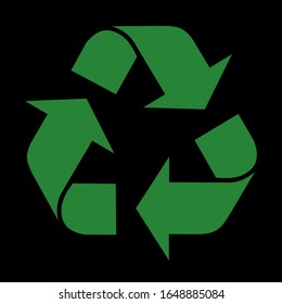 Recycled icons, ecological green icons set on a black background.