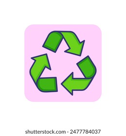 Symbol für wiederverwendete Position. Pfeil, rotierend, wiederverwendbar. Schutzkonzept. Vektorillustration kann für Themen wie Öko, Bio, Umwelt verwendet werden