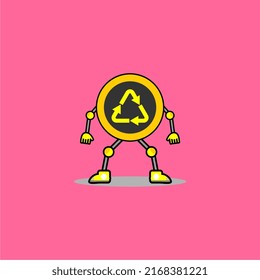 Recycled logo character mascot vector illustration. perfect for icons, posters, mascots, logos, advertisements, templates, etc