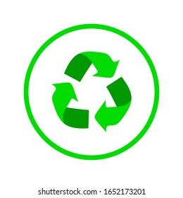 recycled logo in green inside the circle