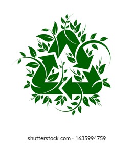 recycled markings that are modified with the leaves so that they appear fresher, greener leaves - vector