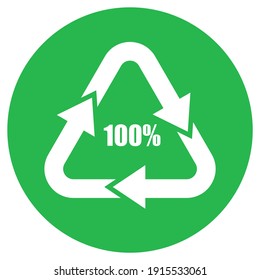 Recycled material green vector icon isolated on white background