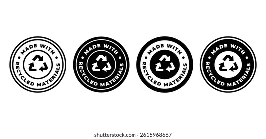 Recycled Materials Icon Set Black and White Circular Labels Vector Design Template