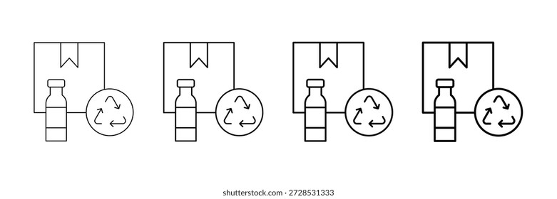 Vector de los iconos de los materiales reciclados fijado en diverso estilo de la línea del movimiento