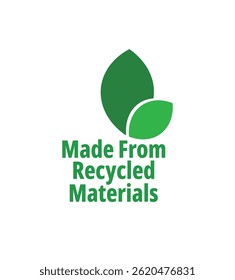 recycled materials sign on white background