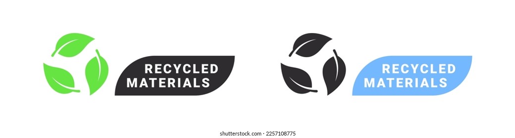 Recycled materials signs. Made from recycled materials. Packaging and recycling. Vector illustration