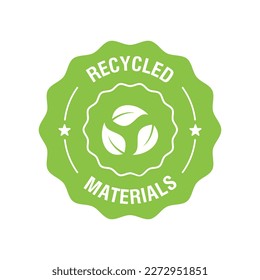 Recycled materials vector icon, logo, badge or label. Vector illustration