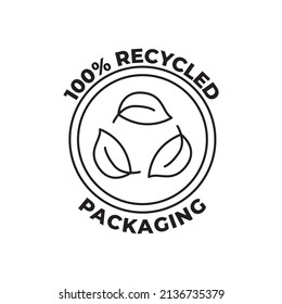 recycled packaging label icon in black line style icon, style isolated on white background