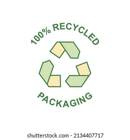 Symbol für wiederverwertete Verpackungen auf Farbsymbol einzeln auf weißem Hintergrund 