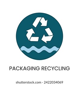 Embalaje reciclado, icono de línea de vector de reciclado con trazo editable para su colocación en el embalaje