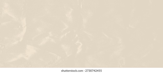 Recycled paper background. Crumpled textile grid grainy texture. Retro organic cream speckles fabric. Carton paper vintage craft bg. Handmade scrapbook element natural beige tones. Vector background.
