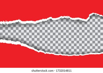 Recycled paper craft stick on a white background. Red paper torn or ripped pieces of paper isolated on white background.  Vector illustration.