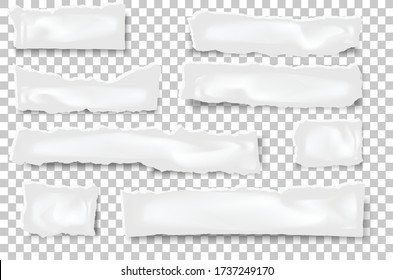 Recycled paper craft stick on a white background. White paper torn or ripped pieces of paper isolated on white background.Vector illustration.	