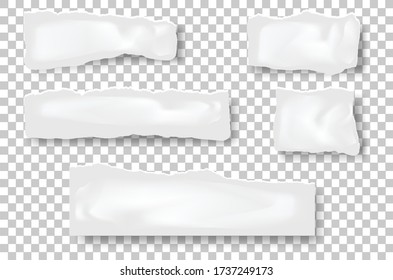 Recycled paper craft stick on a white background. White paper torn or ripped pieces of paper isolated on white background.Vector illustration.	