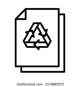 Recycled Paper Icon. Line Art Style Design Isolated On White Background