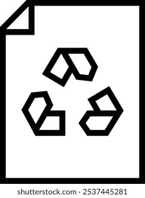 Icono de papel reciclado. Diseño de estilo lineal delgado aislado sobre fondo blanco