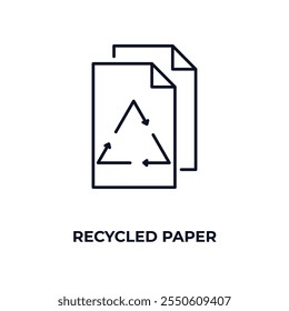 recycled paper outline icon. Linear vector from ecology concept. Thin line recycled paper icon isolated on white background