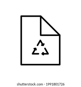 Recycled Paper Outline Icon Vector Illustration