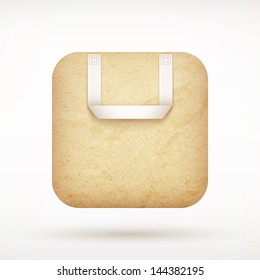 recycled paper shopping bag app icon on rounded corner square eps10 vector illustration