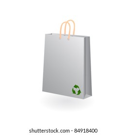 Recycled paper shopping bag. Vector
