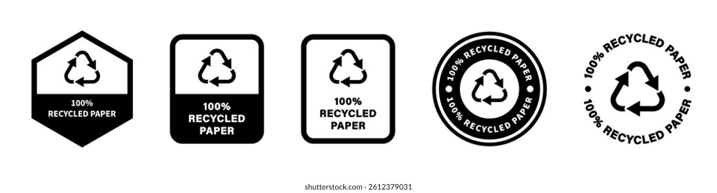 Recycled Paper sign - vector icons for paper packaging and boxes.