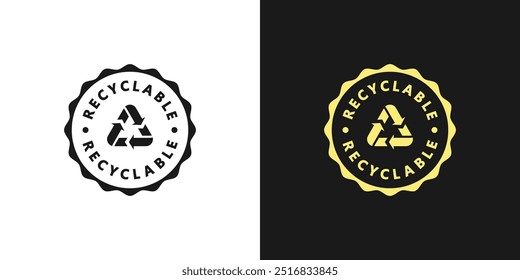 Recycled paper vector icon logo badge