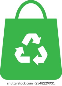 Ícone de saco plástico reciclado . Ícone verde de saco plástico de reciclagem. Eco plástico saco ícone vetor
