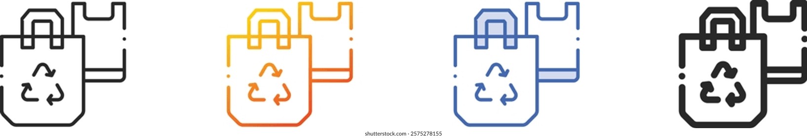 Recycled Plastic Bag icon.Thin Linear, Gradient, Blue Stroke and bold Style Design Isolated On White Background
