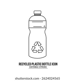 Recycling-Plastikflaschen-Symbol. Mit schwarzer Linie und weißem Hintergrund. Vektorgrafik-Design. Bearbeitbarer Strich