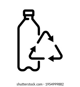 Recycled plastic bottle icon. Simple design. Line vector. Isolated on white background.