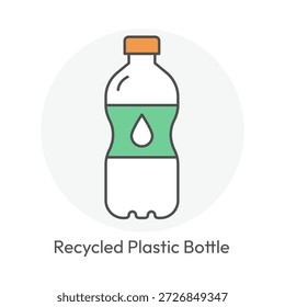 Botella de plástico reciclado que simboliza el icono de la solución de reducción de residuos con un trazo editable.